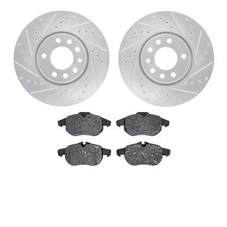 DYNAMIC FRICTION CO 7602-65013, Rotors-Drilled and Slotted-Silver with 5000 Euro Ceramic Brake Pads, Zinc Coated 7602-65013
